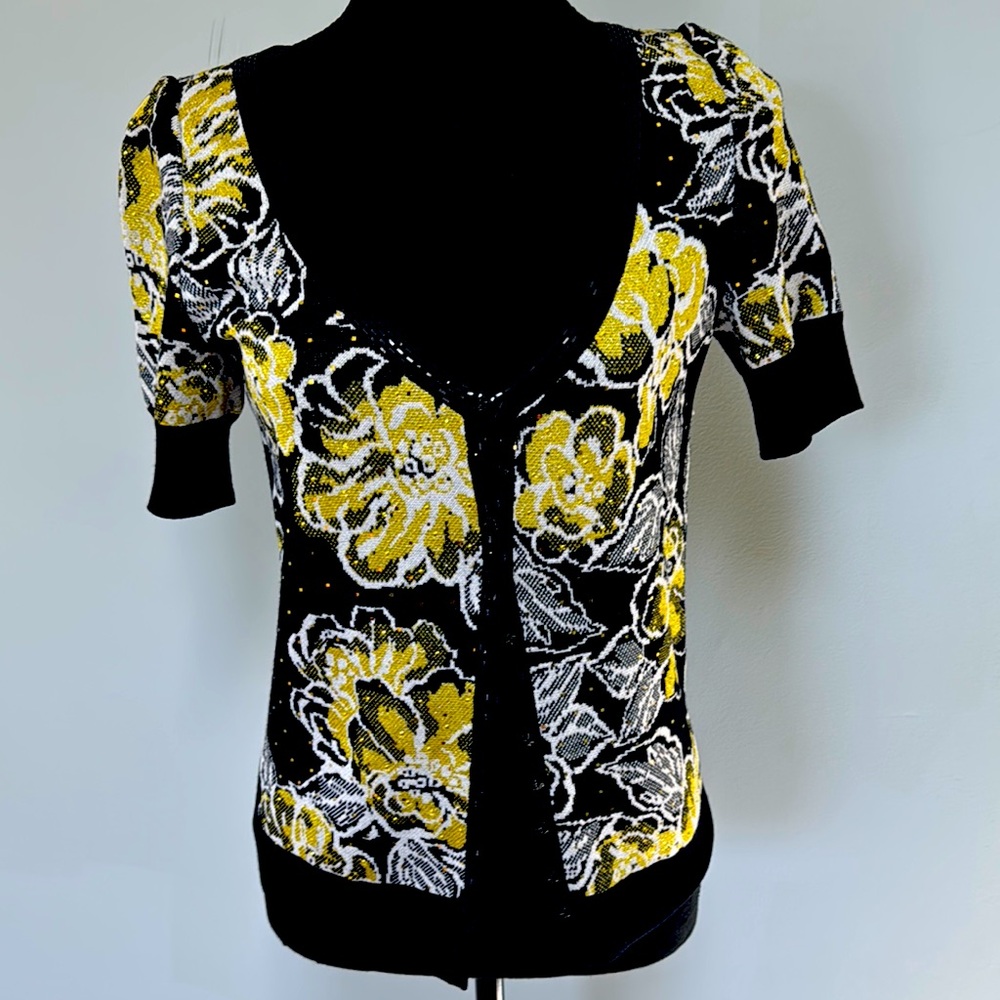 St John Floral Black and Yellow Women's Top